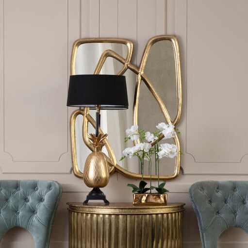 Orsina Pablo Abstract Wall Mirror – Gold and Green Geometric Decor
