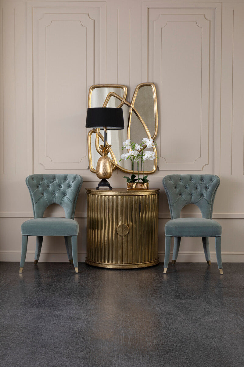 Orsina Pablo Abstract Wall Mirror – Gold and Green Geometric Decor