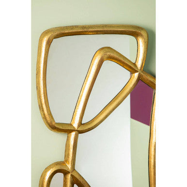 Orsina Pablo Abstract Wall Mirror – Gold and Green Geometric Decor