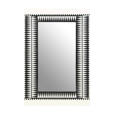 Orsina Issey Wall Mirror – Black and White Geometric Tribal Pattern