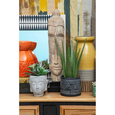 Orsina Issey Wall Mirror – Black and White Geometric Tribal Pattern