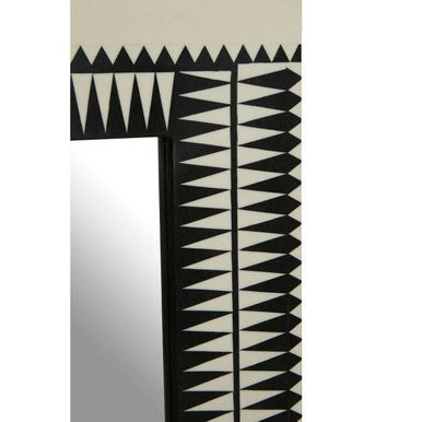 Orsina Issey Wall Mirror – Black and White Geometric Tribal Pattern