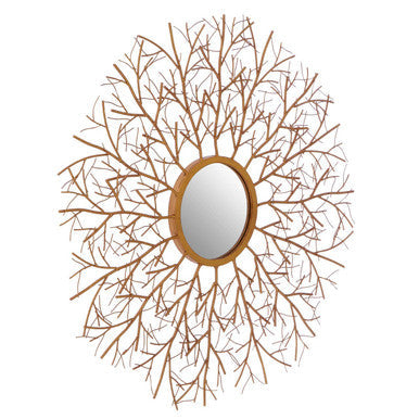 Orsina Zariah Twig Wall Mirror – Antique Gold Botanical Sunburst