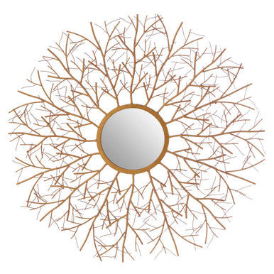 Orsina Zariah Twig Wall Mirror – Antique Gold Botanical Sunburst