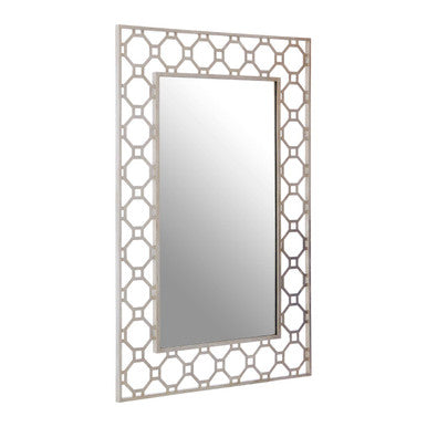 Orsina Zariah Arabesque Wall Mirror – Antique Silver Geometric Decor