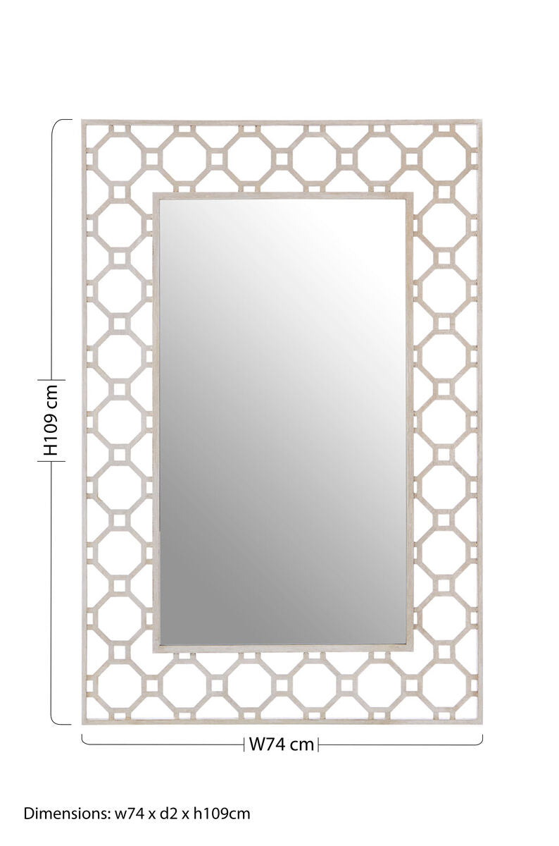 Orsina Zariah Arabesque Wall Mirror – Antique Silver Geometric Decor