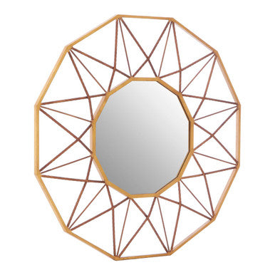 Orsina Zariah Geometric Wall Mirror – Copper and Antique Gold Finish
