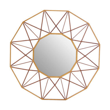Orsina Zariah Geometric Wall Mirror – Copper and Antique Gold Finish