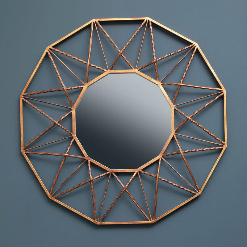 Orsina Zariah Geometric Wall Mirror – Copper and Antique Gold Finish