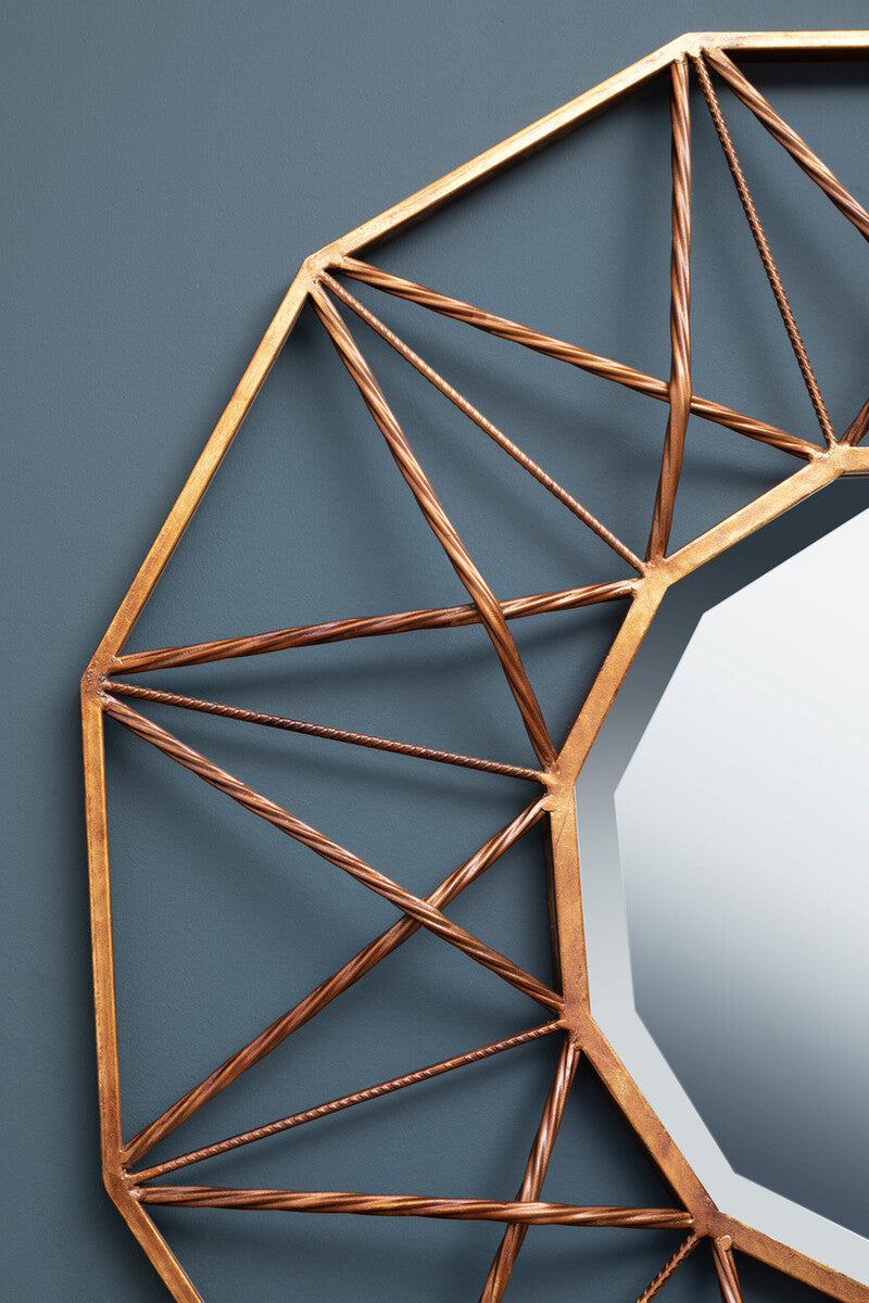 Orsina Zariah Geometric Wall Mirror – Copper and Antique Gold Finish