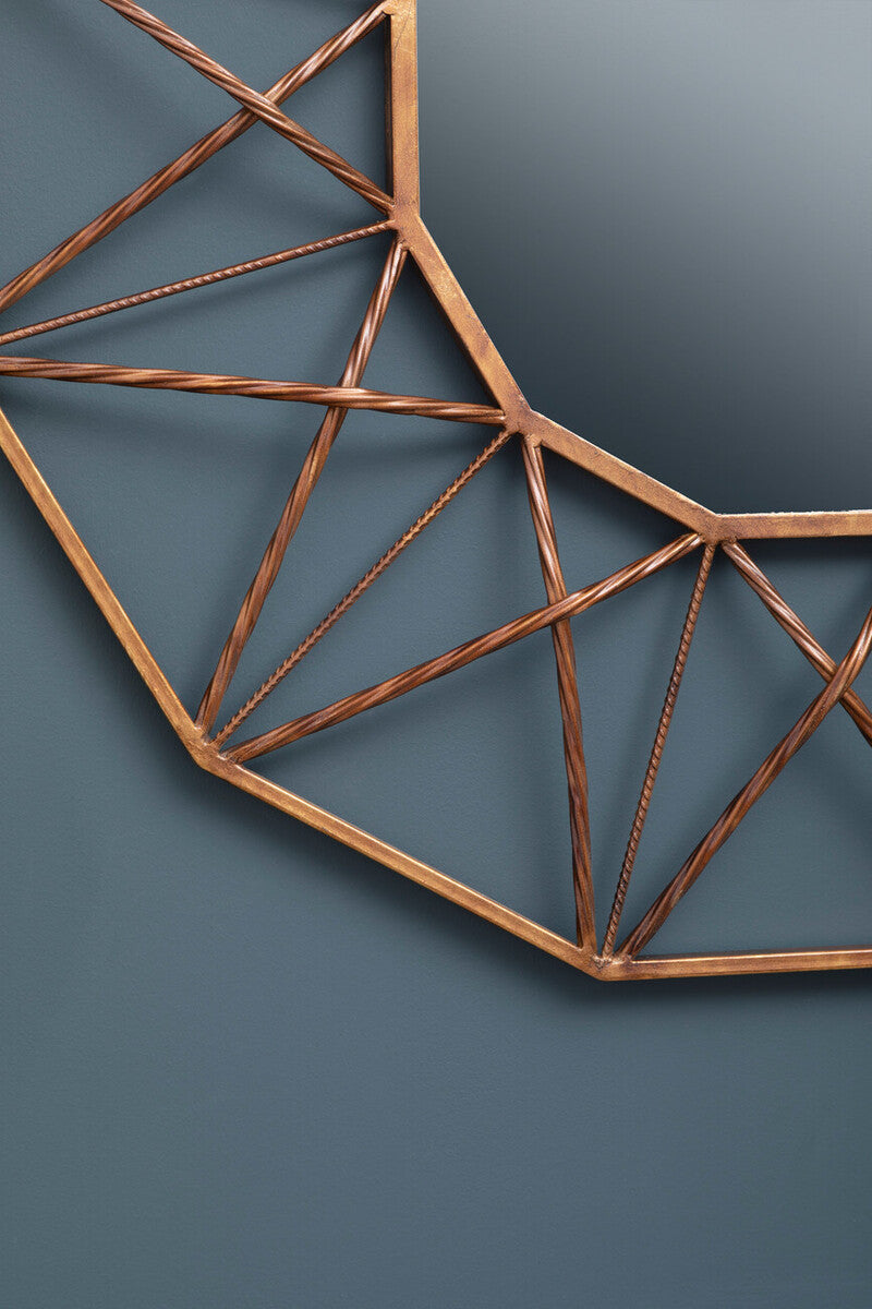 Orsina Zariah Geometric Wall Mirror – Copper and Antique Gold Finish