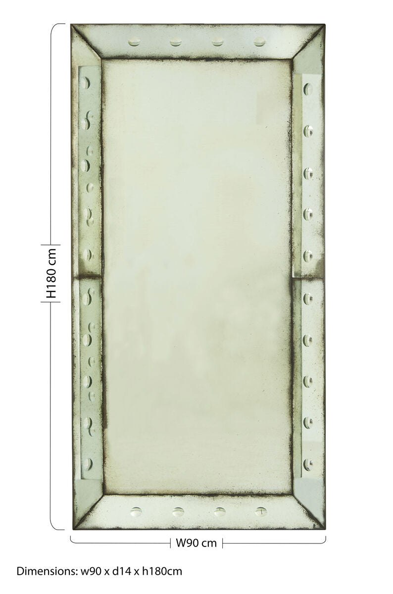 Orsina Riza Large Bubble Effect Wall Mirror – Antique Finish Rectangular