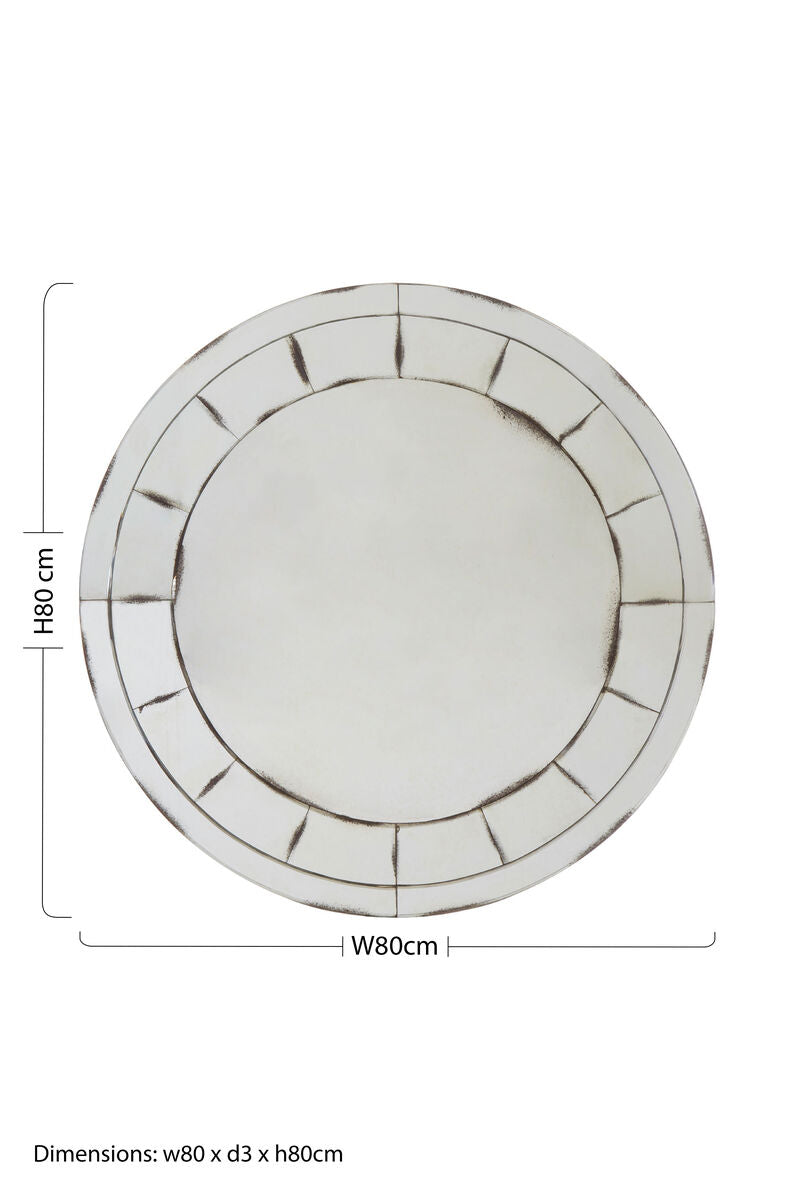 Orsina Riza Round Wall Mirror – Black Mosaic Effect Antiqued Glass
