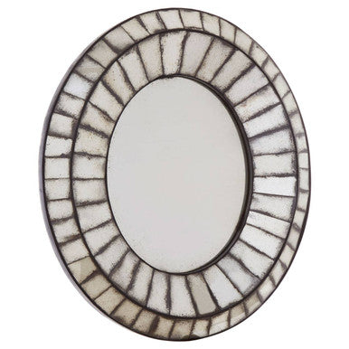 Orsina Riza Oval 3D Mosaic Wall Mirror – Modern Textured Glass Decor