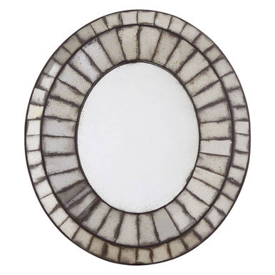 Orsina Riza Oval 3D Mosaic Wall Mirror – Modern Textured Glass Decor