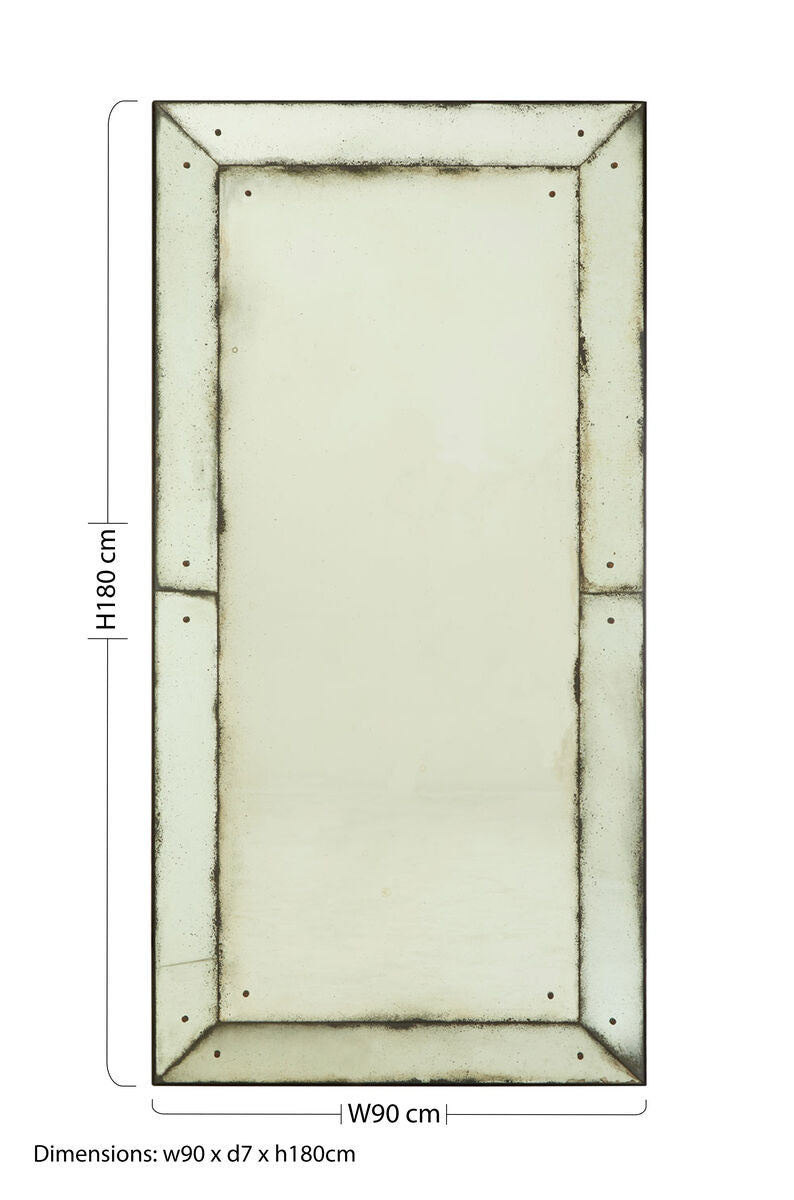 Orsina Riza Large Panelled Wall Mirror – Black Antique Glass Design