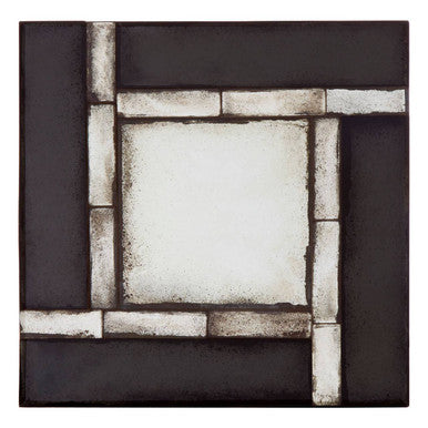 Orsina Riza Square Wall Mirror – Black and Silver Tiled Design