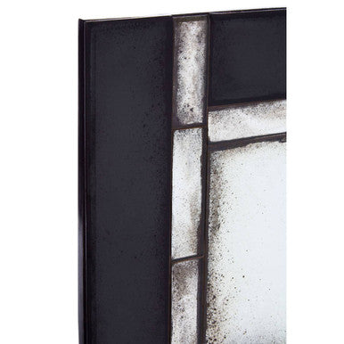 Orsina Riza Square Wall Mirror – Black and Silver Tiled Design