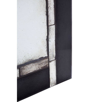 Orsina Riza Square Wall Mirror – Black and Silver Tiled Design