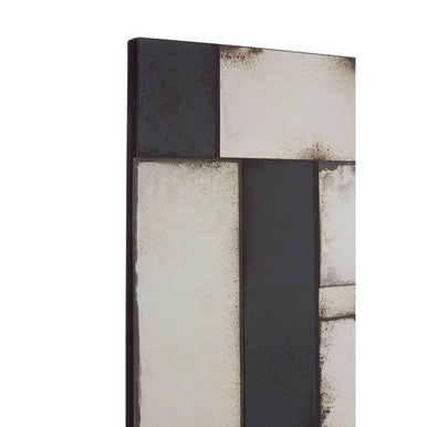 Orsina Riza Mosaic Asymmetric Wall Mirror – Black and Silver Modern Art