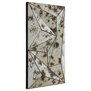Orsina Riza 3D Prism Antique Wall Mirror – Black Geometric Faceted Mirror