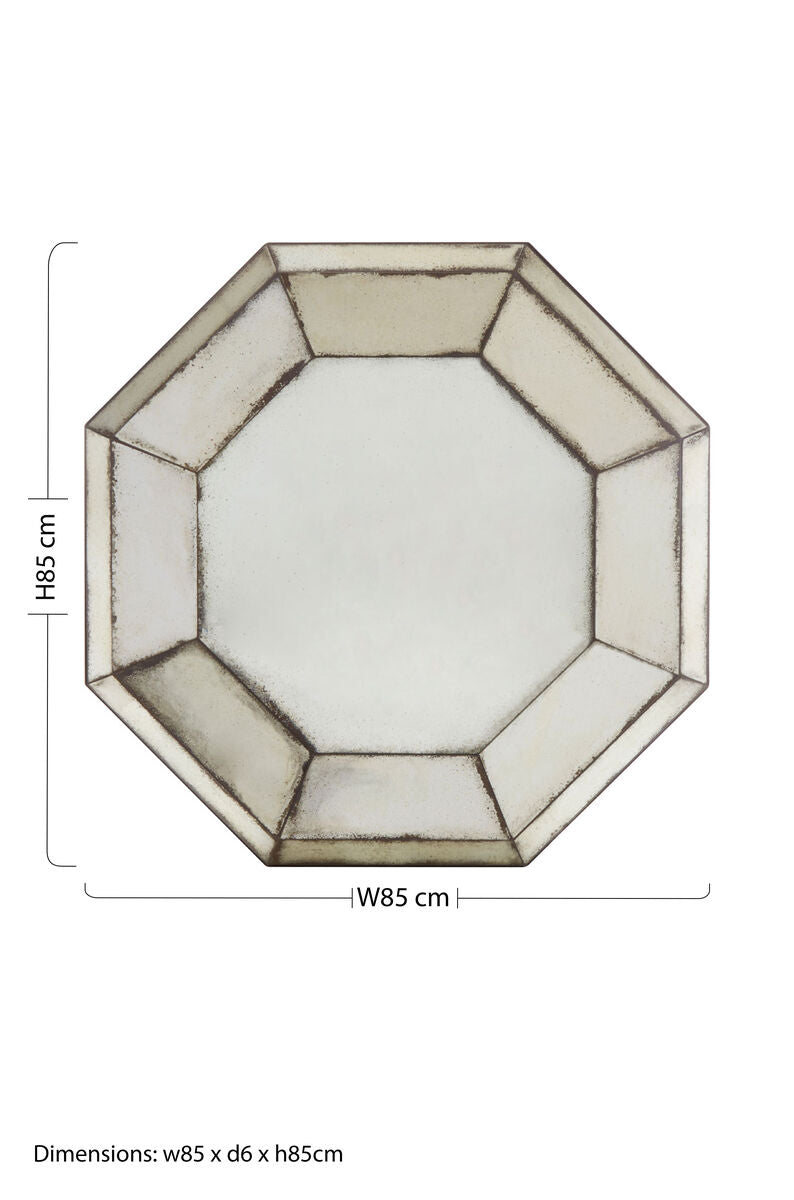 Orsina Riza 3D Octagonal Wall Mirror – Black Geometric Sculptural Frame