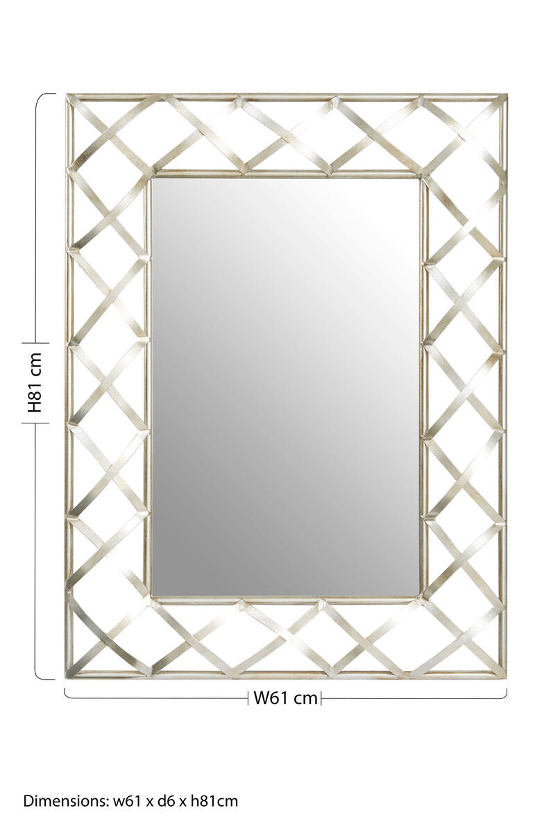 Orsina Rubia Silver Wall Mirror | Lattice Pattern Decorative Frame