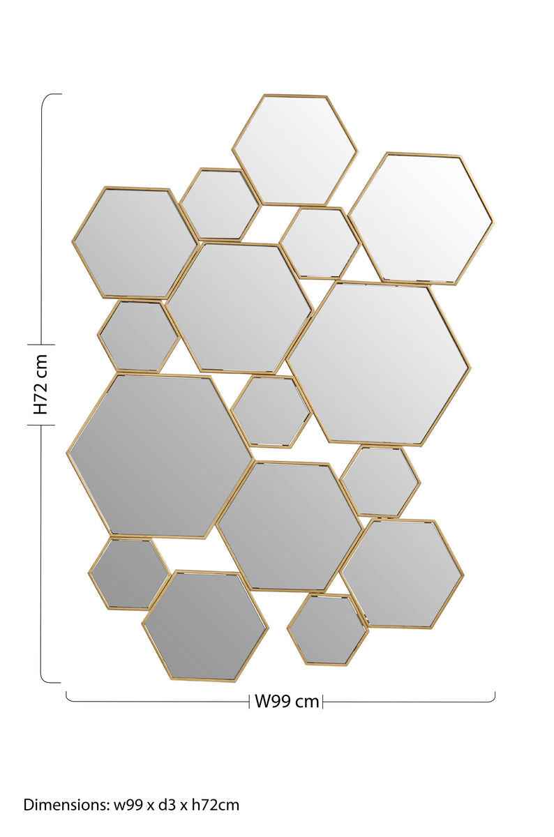 Orsina Rio Gold Wall Mirror Set – Modern Hexagonal Geometric Decor