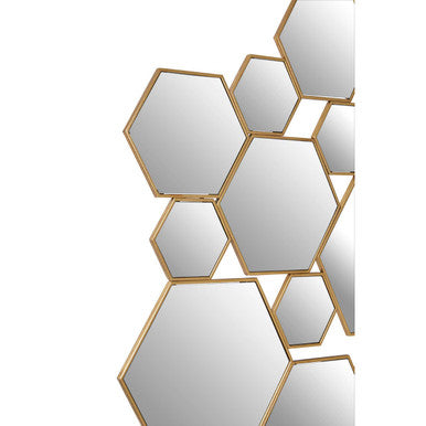 Orsina Rio Gold Wall Mirror Set – Modern Hexagonal Geometric Decor