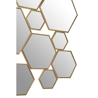 Orsina Rio Gold Wall Mirror Set – Modern Hexagonal Geometric Decor