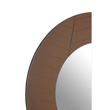 Orsina Roza Round Wall Mirror – Brown Patterned Decorative Mirror