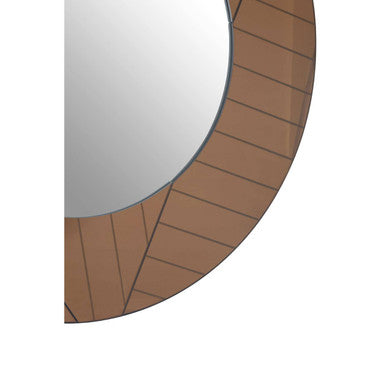 Orsina Roza Round Wall Mirror – Brown Patterned Decorative Mirror