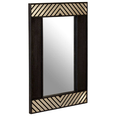 Orsina Boho Black Wall Mirror – Rectangular Lattice Geometric Decor