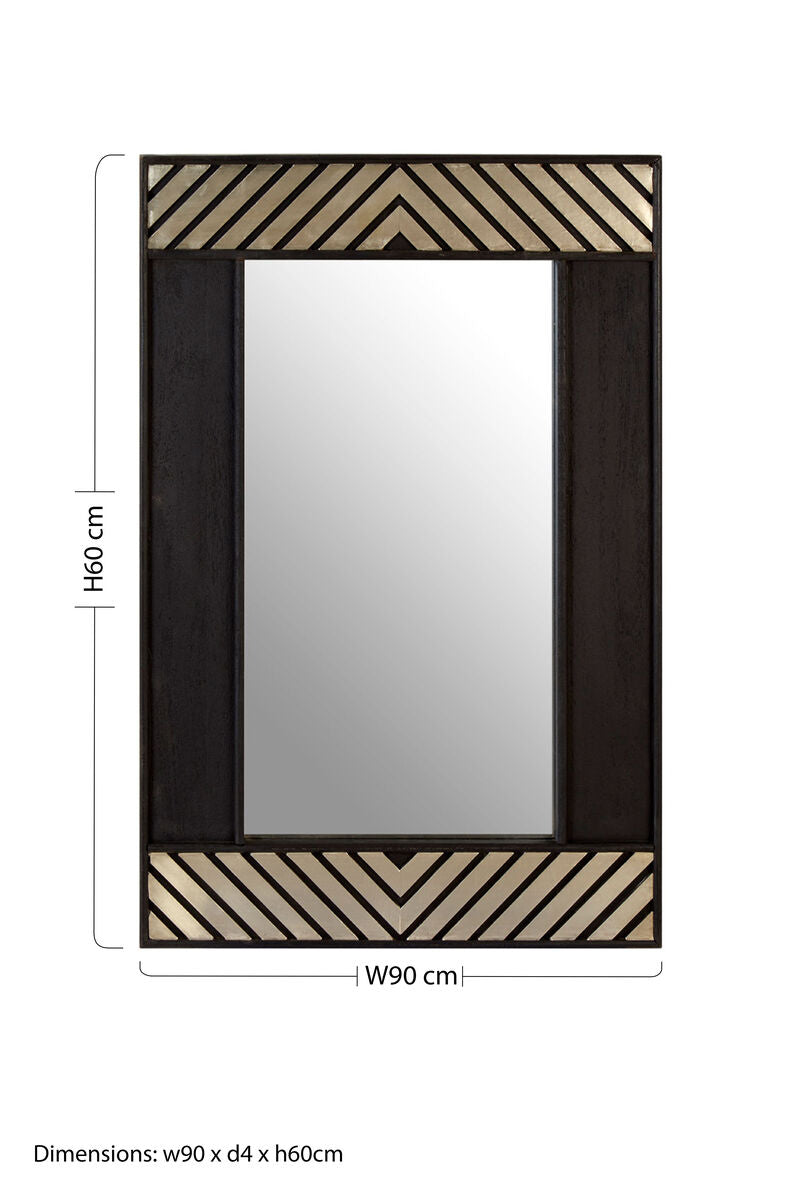 Orsina Boho Black Wall Mirror – Rectangular Lattice Geometric Decor