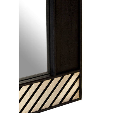Orsina Boho Black Wall Mirror – Rectangular Lattice Geometric Decor