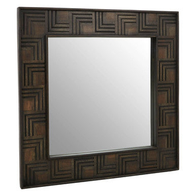Orsina Surat Square Wall Mirror – Handcrafted Mango Wood, Brown