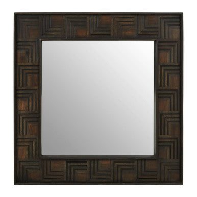 Orsina Surat Square Wall Mirror – Handcrafted Mango Wood, Brown