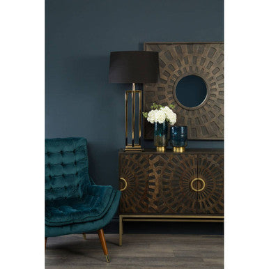 Orsina Suri Wall Mirror – Brown Carved Geometric Rectangular Mirror