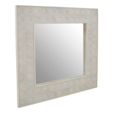 Orsina Satara White Wall Mirror – Square Textured Coastal Mirror