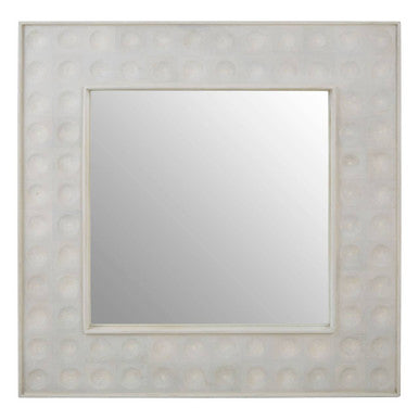 Orsina Satara White Wall Mirror – Square Textured Coastal Mirror