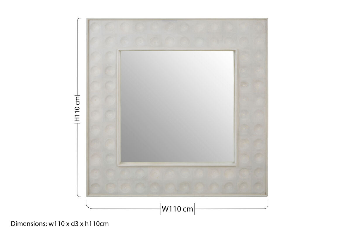 Orsina Satara White Wall Mirror – Square Textured Coastal Mirror