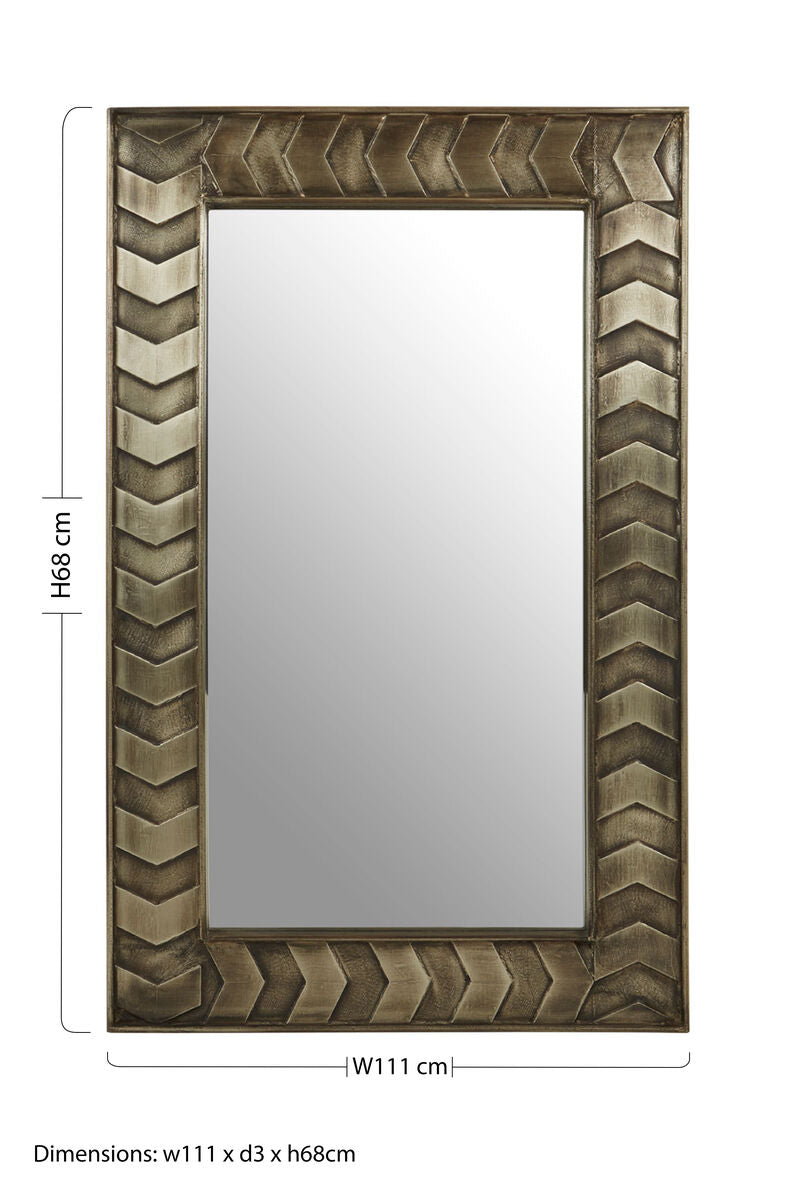 Orsina Sirsa Silver Wall Mirror – Textured Frame Modern Home Decor