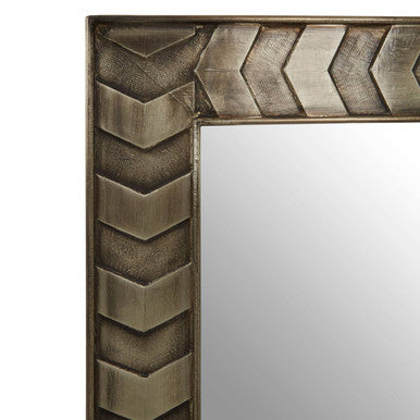 Orsina Sirsa Silver Wall Mirror – Textured Frame Modern Home Decor