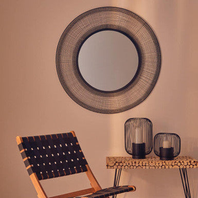Orsina Trento Circular Wall Mirror – Textured Frame Contemporary Decor