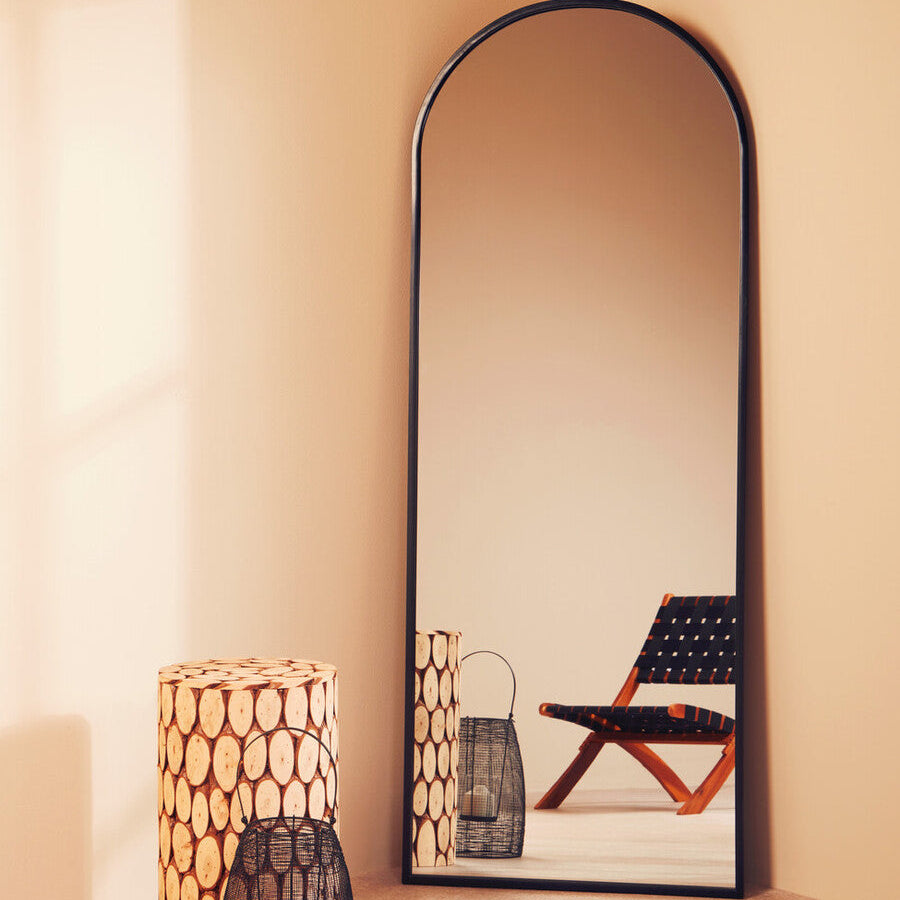 Orsina Trento Large Arch Wall Mirror – Slim Black Metal Frame