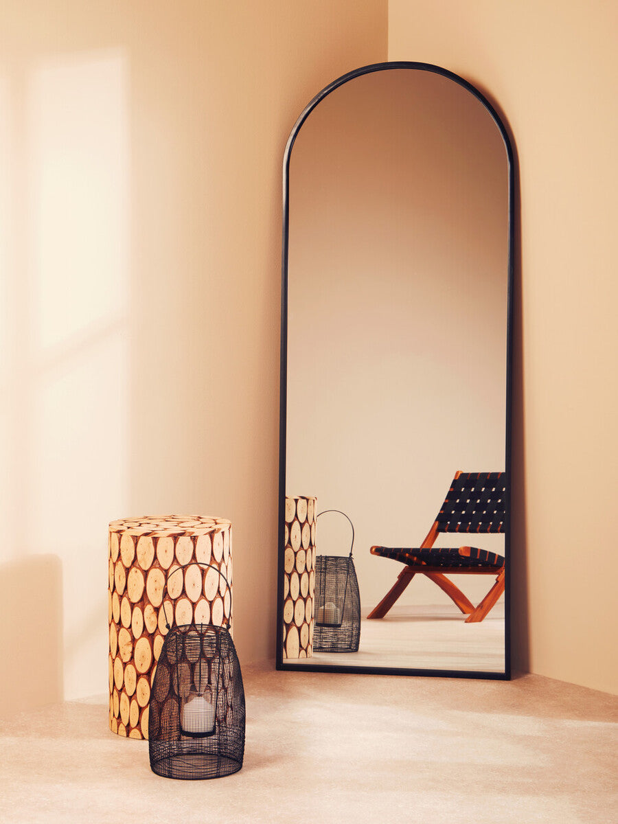 Orsina Trento Large Arch Wall Mirror – Slim Black Metal Frame