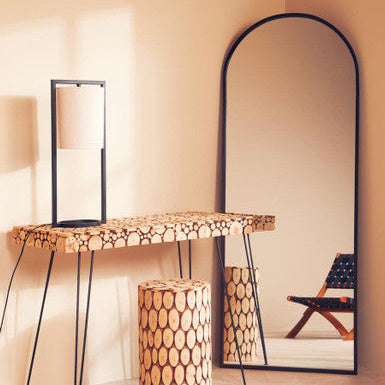 Orsina Trento Large Arch Wall Mirror – Slim Black Metal Frame