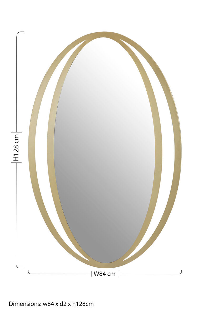 Orsina Trento Oval Wall Mirror – Double Ring Design in Soft Gold
