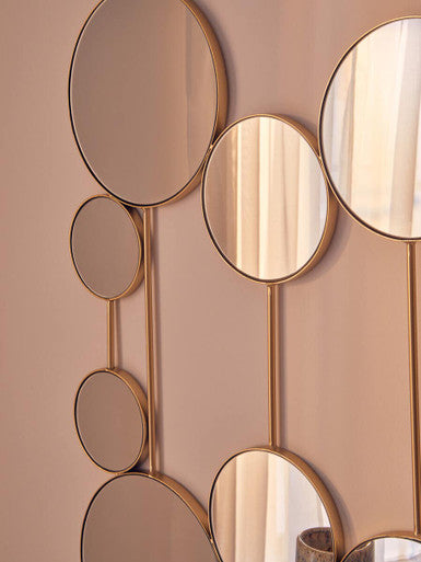 Orsina Trento Gold Wall Mirror – 10-Circle Sculptural Decorative Art