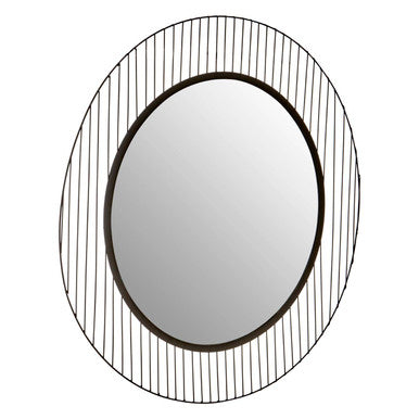 Orsina Trento Circular Wall Mirror – Black Geometric Linear Frame